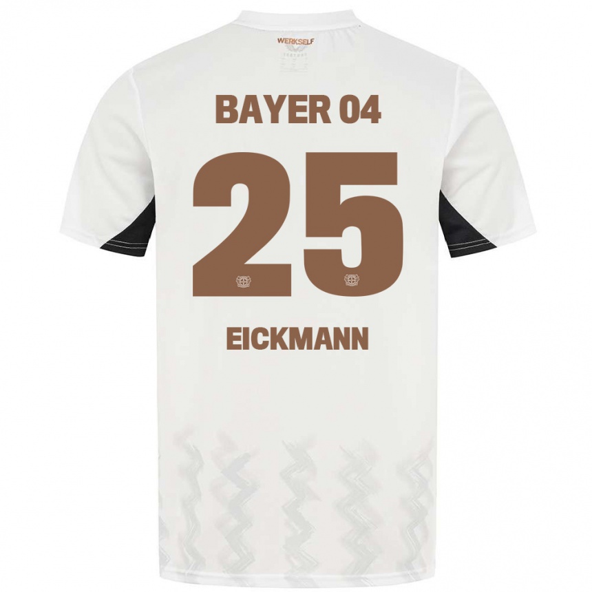 Kinder Fußball Mia Eickmann #25 Weiß Schwarz Auswärtstrikot Trikot 2024/25 T-Shirt Luxemburg