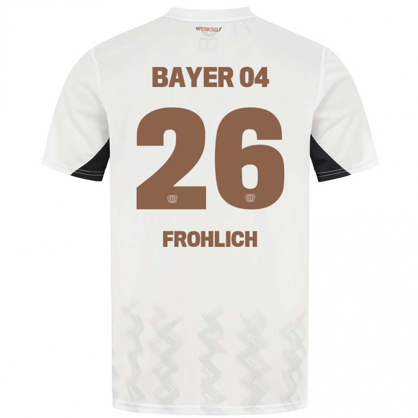 Kinder Fußball Clara Fröhlich #26 Weiß Schwarz Auswärtstrikot Trikot 2024/25 T-Shirt Luxemburg