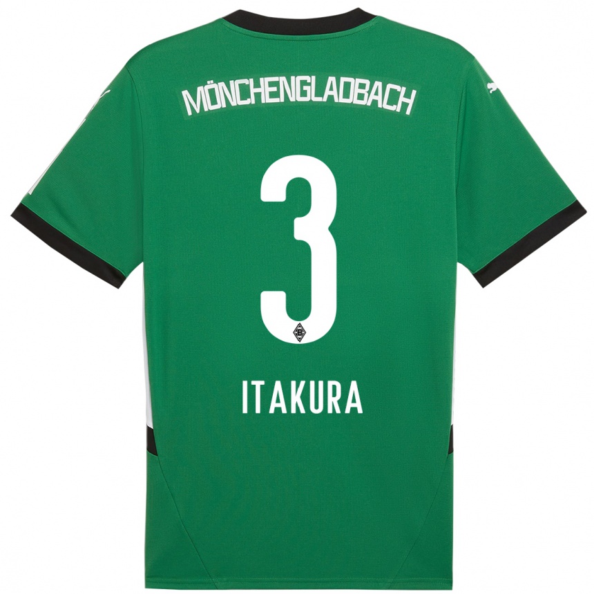 Kinder Fußball Ko Itakura #3 Grün Weiß Auswärtstrikot Trikot 2024/25 T-Shirt Luxemburg