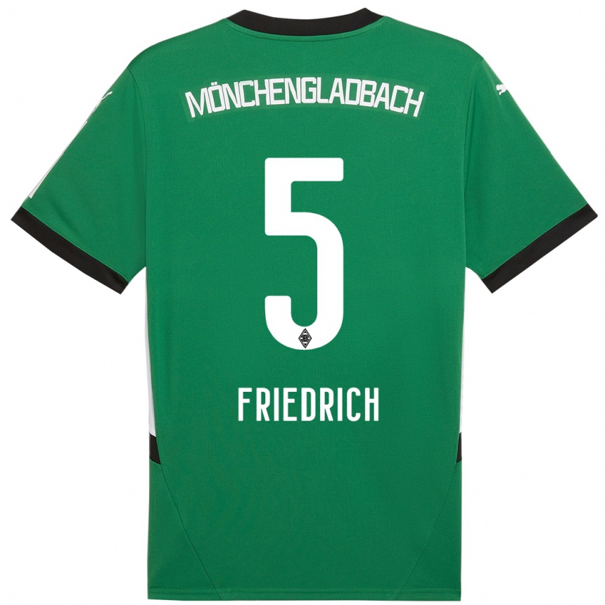 Kinder Fußball Marvin Friedrich #5 Grün Weiß Auswärtstrikot Trikot 2024/25 T-Shirt Luxemburg