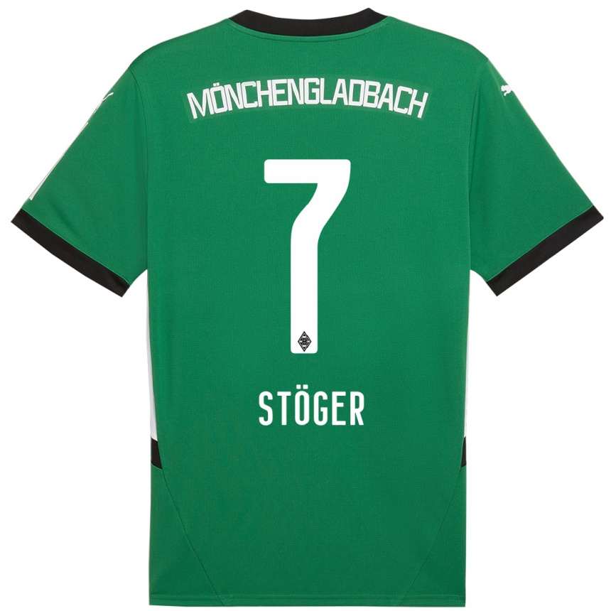 Kinder Fußball Kevin Stöger #7 Grün Weiß Auswärtstrikot Trikot 2024/25 T-Shirt Luxemburg