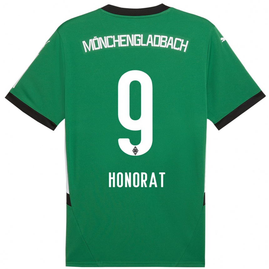 Kinder Fußball Franck Honorat #9 Grün Weiß Auswärtstrikot Trikot 2024/25 T-Shirt Luxemburg