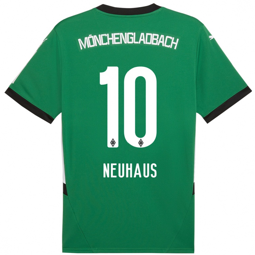 Kinder Fußball Florian Neuhaus #10 Grün Weiß Auswärtstrikot Trikot 2024/25 T-Shirt Luxemburg