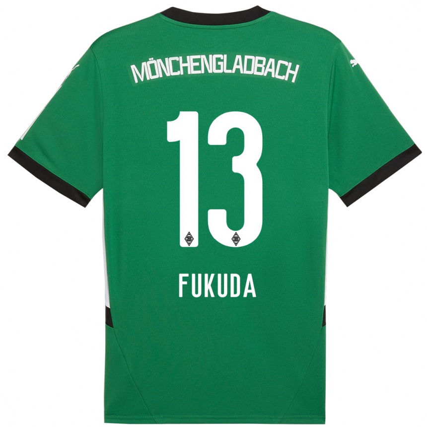 Kinder Fußball Shio Fukuda #13 Grün Weiß Auswärtstrikot Trikot 2024/25 T-Shirt Luxemburg