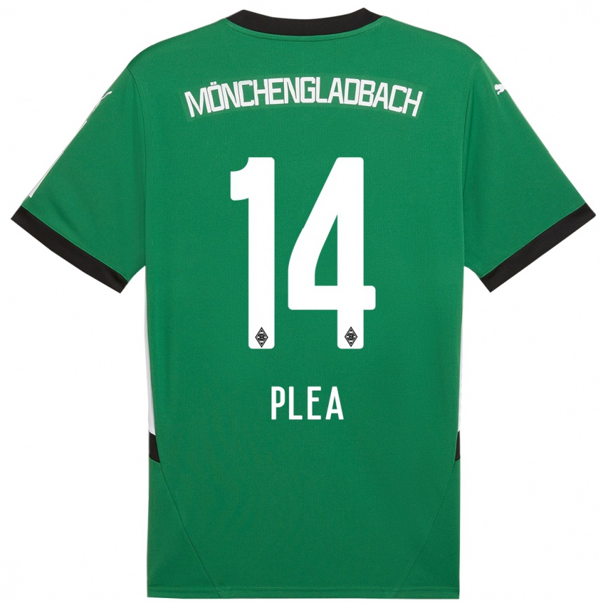 Kinder Fußball Alassane Plea #14 Grün Weiß Auswärtstrikot Trikot 2024/25 T-Shirt Luxemburg