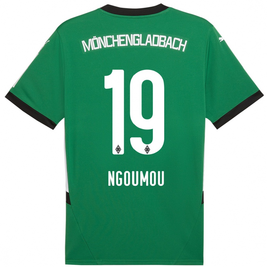 Kinder Fußball Nathan Ngoumou #19 Grün Weiß Auswärtstrikot Trikot 2024/25 T-Shirt Luxemburg