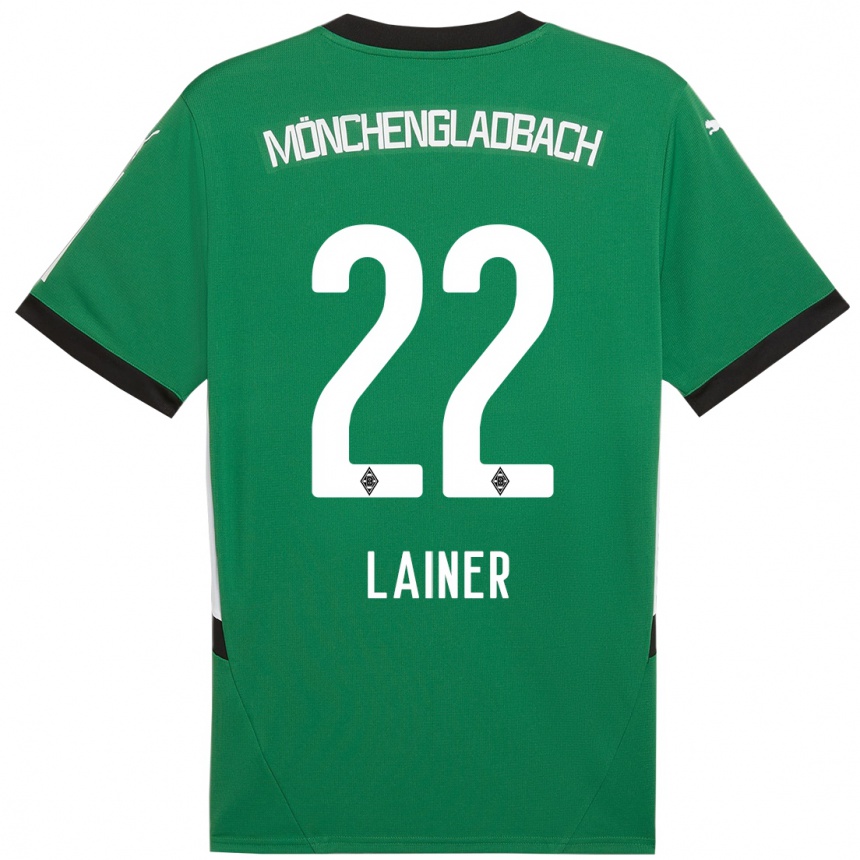 Kinder Fußball Stefan Lainer #22 Grün Weiß Auswärtstrikot Trikot 2024/25 T-Shirt Luxemburg