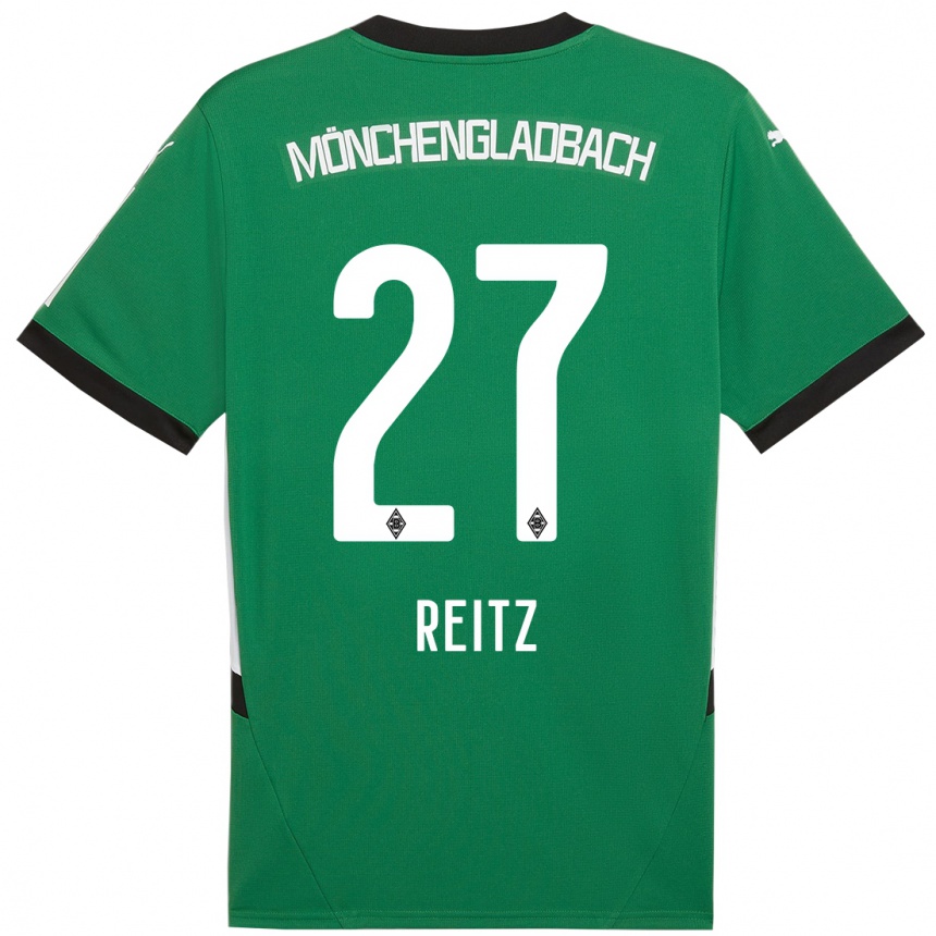 Kinder Fußball Rocco Reitz #27 Grün Weiß Auswärtstrikot Trikot 2024/25 T-Shirt Luxemburg