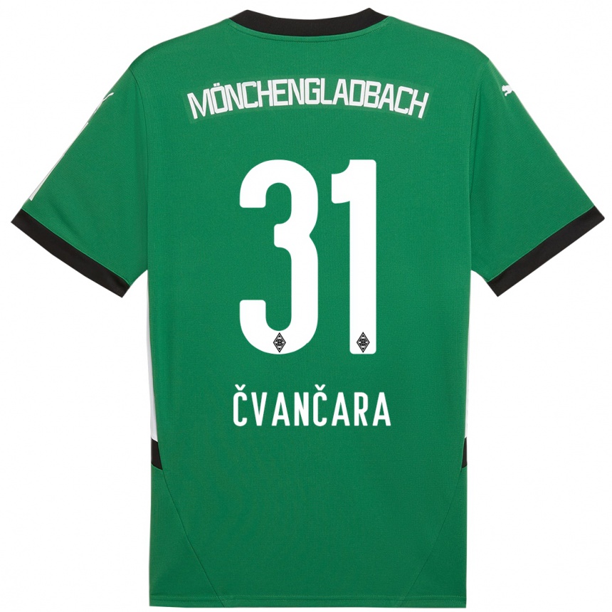 Kinder Fußball Tomas Cvancara #31 Grün Weiß Auswärtstrikot Trikot 2024/25 T-Shirt Luxemburg