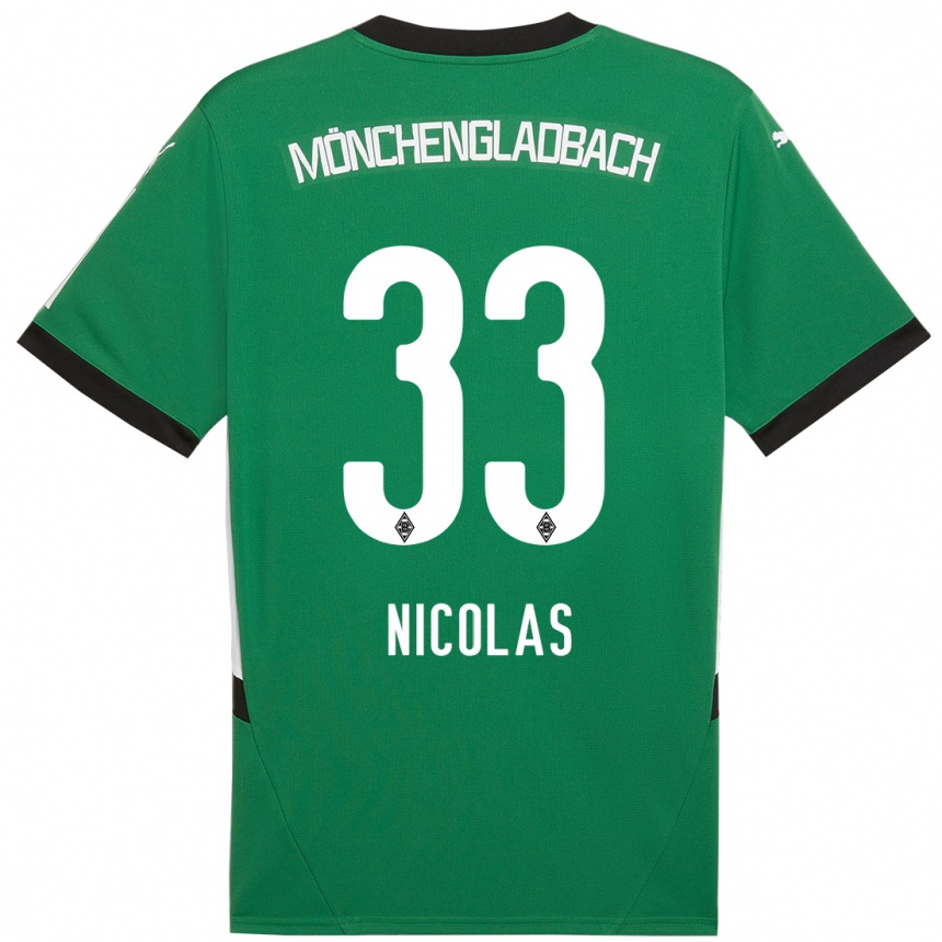 Kinder Fußball Moritz Nicolas #33 Grün Weiß Auswärtstrikot Trikot 2024/25 T-Shirt Luxemburg