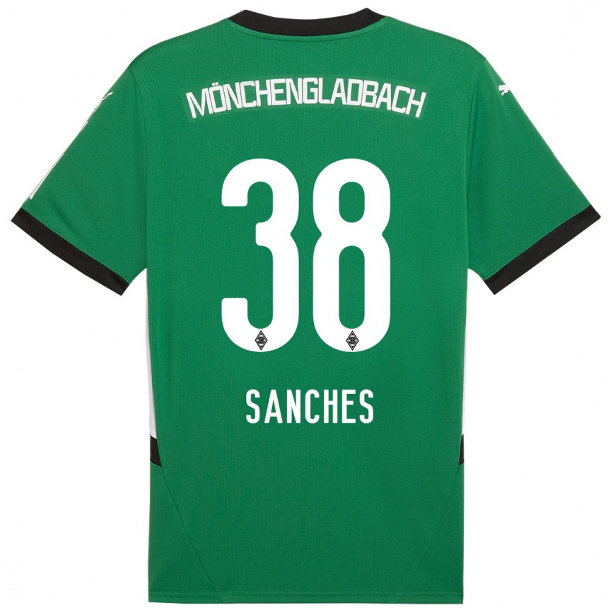 Kinder Fußball Yvandro Borges Sanches #38 Grün Weiß Auswärtstrikot Trikot 2024/25 T-Shirt Luxemburg