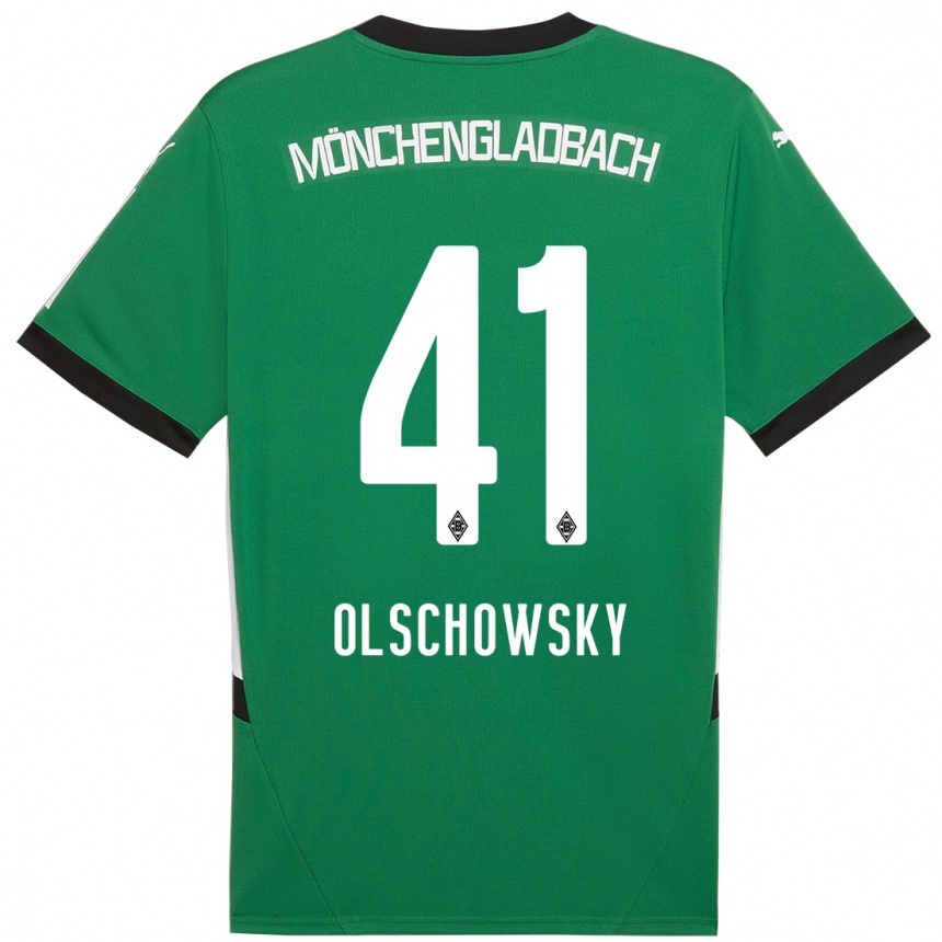 Kinder Fußball Jan Olschowsky #41 Grün Weiß Auswärtstrikot Trikot 2024/25 T-Shirt Luxemburg