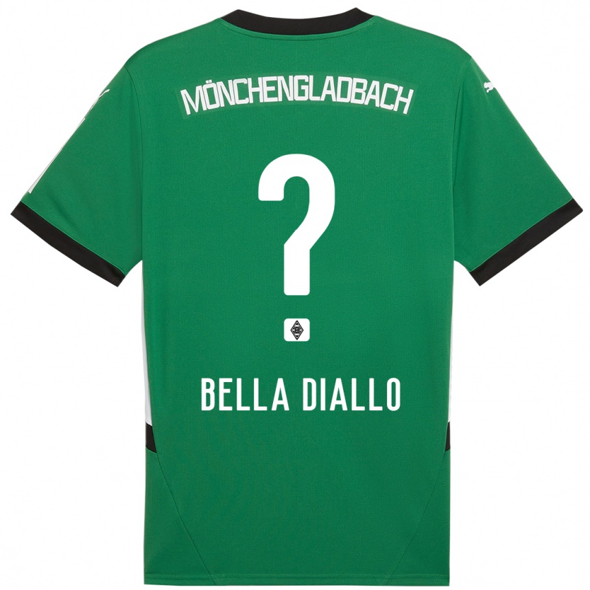 Kinder Fußball Oumar Bella Diallo #0 Grün Weiß Auswärtstrikot Trikot 2024/25 T-Shirt Luxemburg