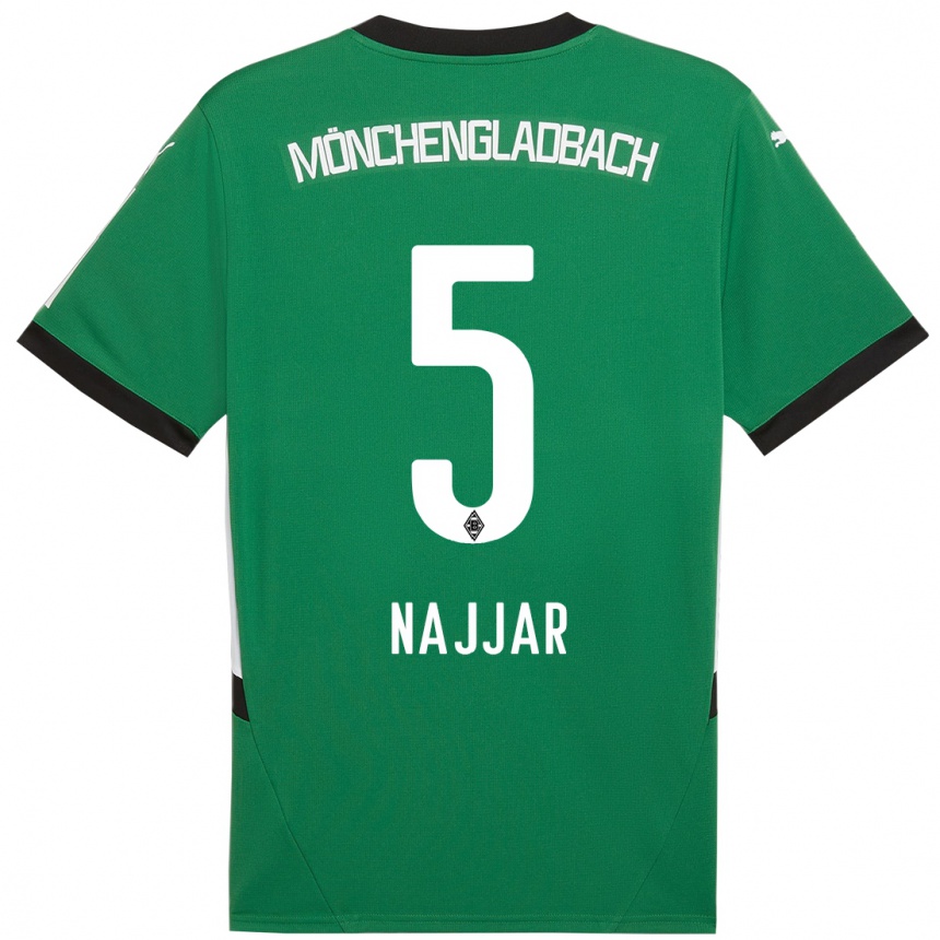 Kinder Fußball Jamil Najjar #5 Grün Weiß Auswärtstrikot Trikot 2024/25 T-Shirt Luxemburg