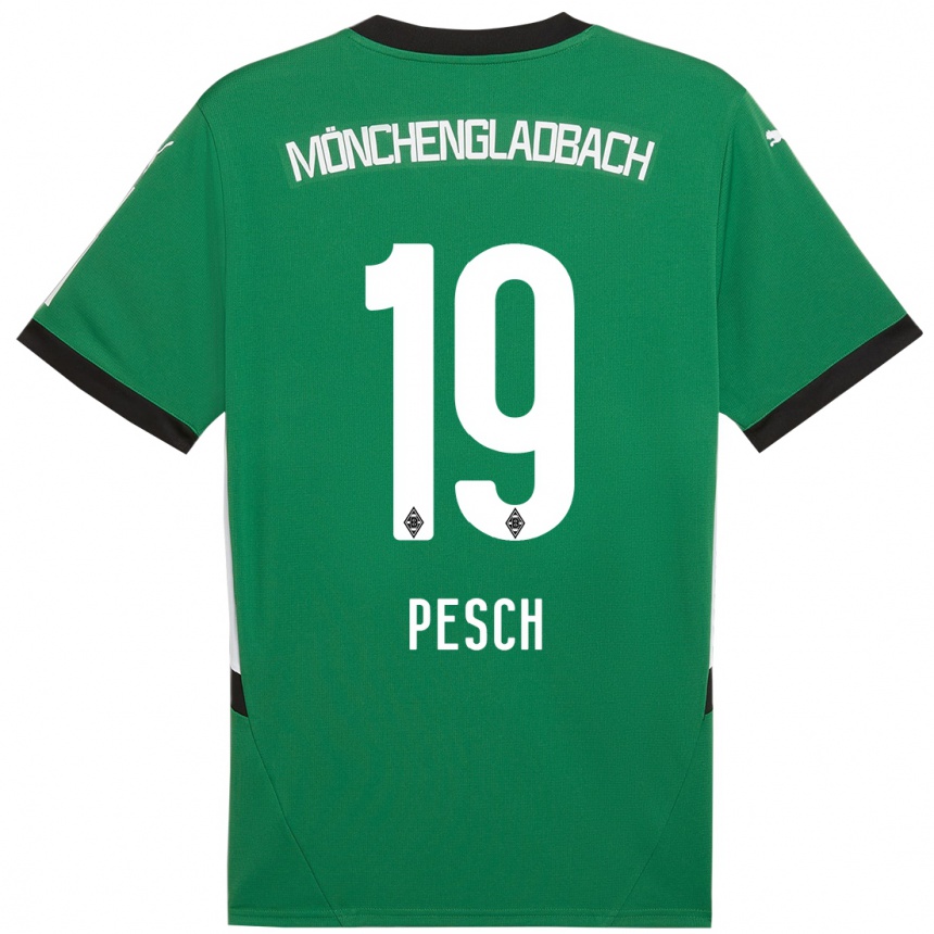 Kinder Fußball Noah Pesch #19 Grün Weiß Auswärtstrikot Trikot 2024/25 T-Shirt Luxemburg