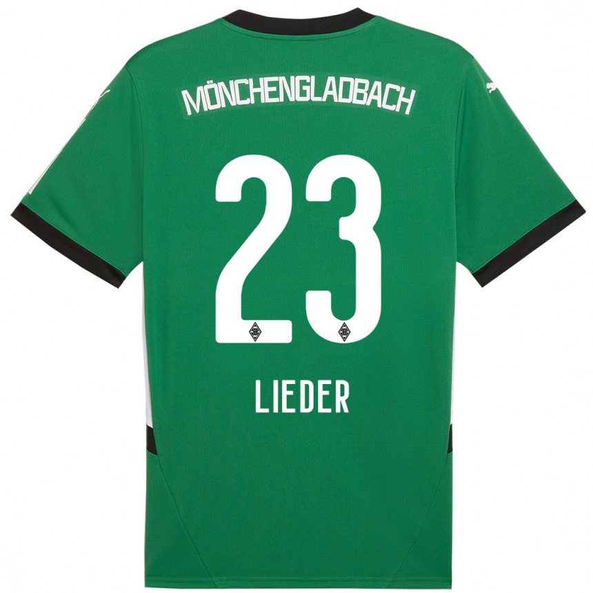 Kinder Fußball Michel Lieder #23 Grün Weiß Auswärtstrikot Trikot 2024/25 T-Shirt Luxemburg