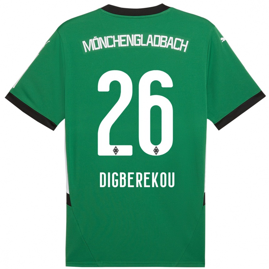 Kinder Fußball Ibrahim Digberekou #26 Grün Weiß Auswärtstrikot Trikot 2024/25 T-Shirt Luxemburg