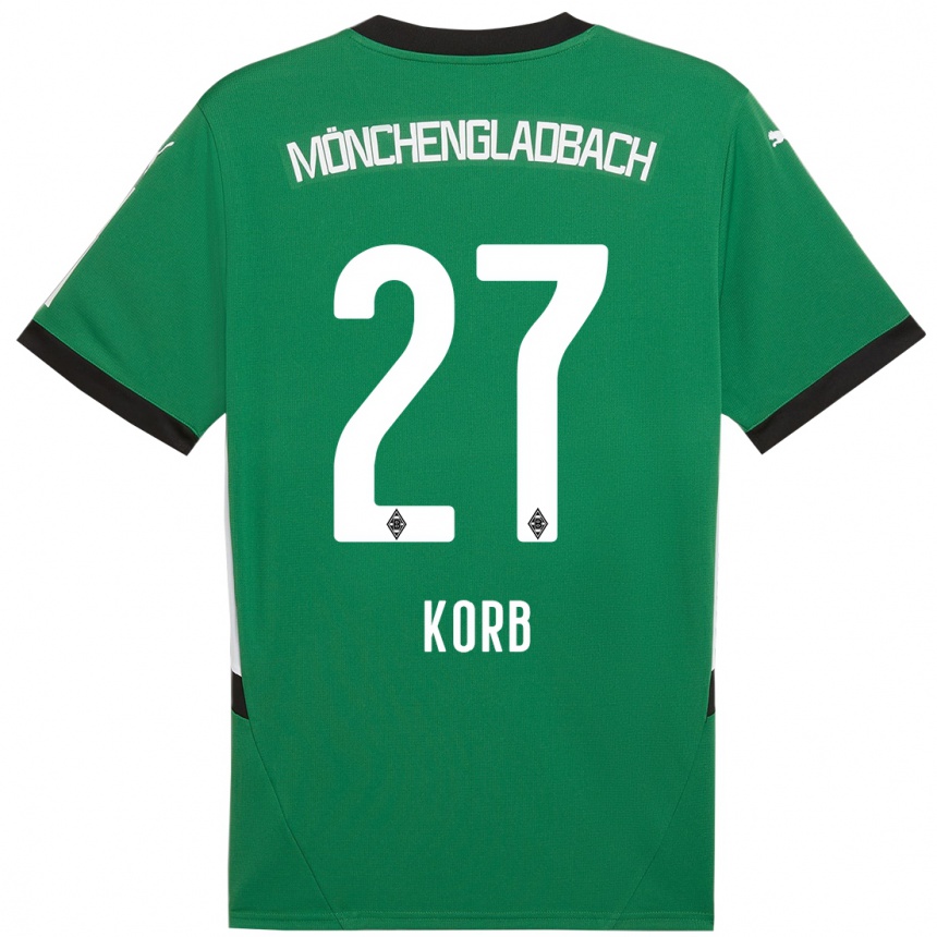 Kinder Fußball Julian Korb #27 Grün Weiß Auswärtstrikot Trikot 2024/25 T-Shirt Luxemburg