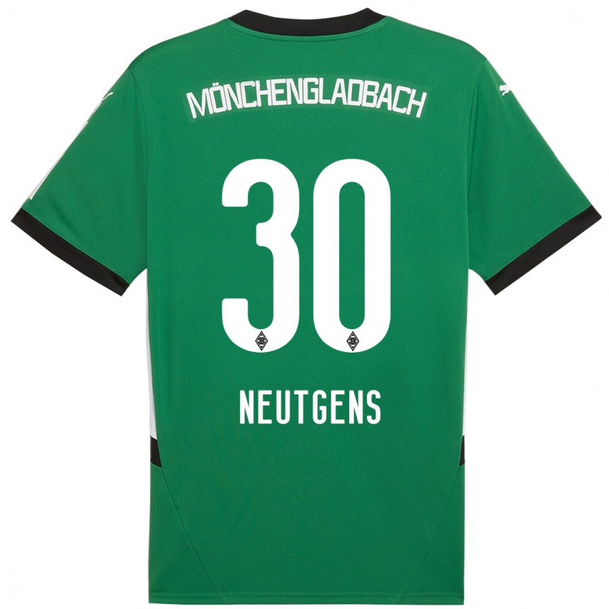 Kinder Fußball Maximilian Neutgens #30 Grün Weiß Auswärtstrikot Trikot 2024/25 T-Shirt Luxemburg