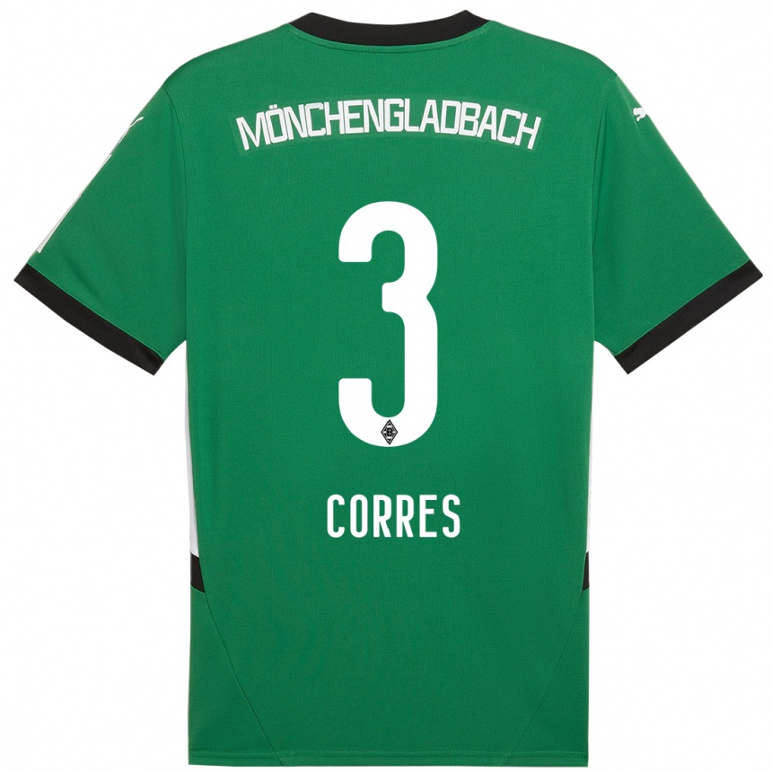 Kinder Fußball Carolin Corres #3 Grün Weiß Auswärtstrikot Trikot 2024/25 T-Shirt Luxemburg