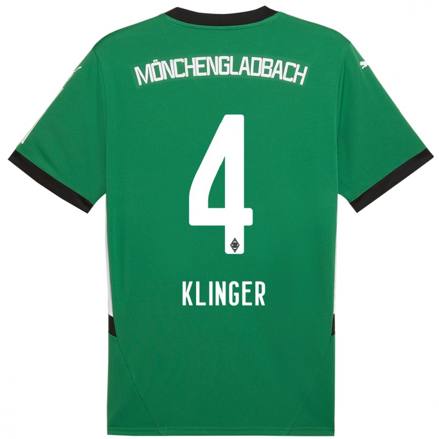 Kinder Fußball Nina Klinger #4 Grün Weiß Auswärtstrikot Trikot 2024/25 T-Shirt Luxemburg