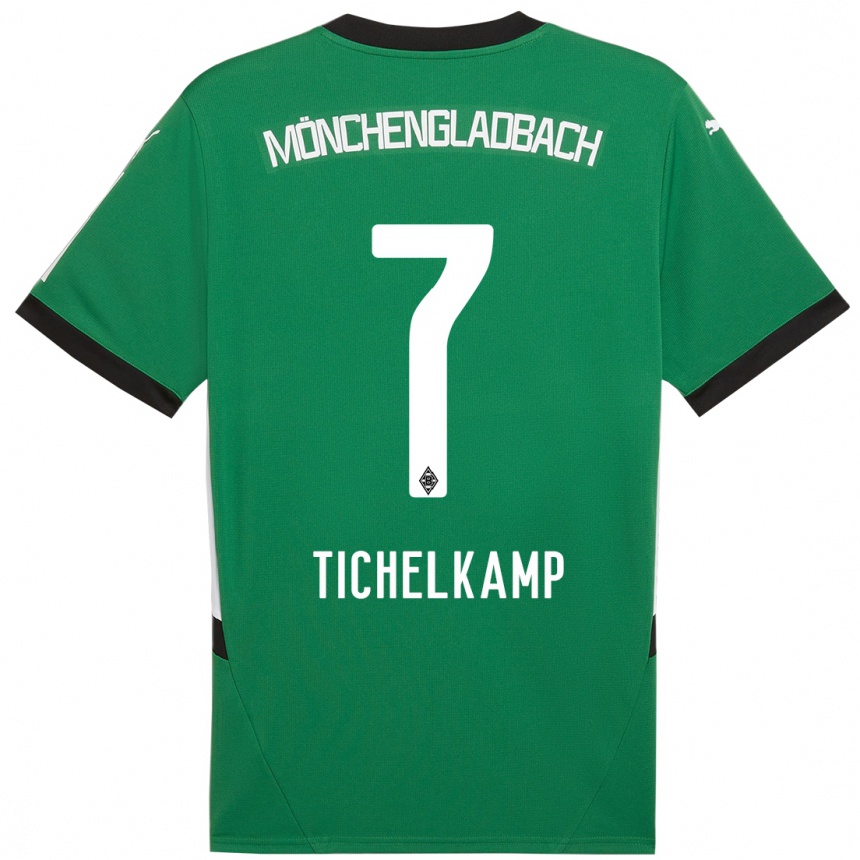 Kinder Fußball Emily Tichelkamp #7 Grün Weiß Auswärtstrikot Trikot 2024/25 T-Shirt Luxemburg