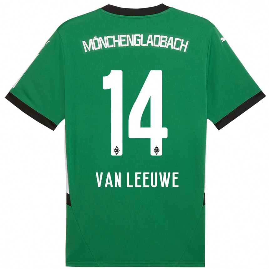 Kinder Fußball Kyra Van Leeuwe #14 Grün Weiß Auswärtstrikot Trikot 2024/25 T-Shirt Luxemburg