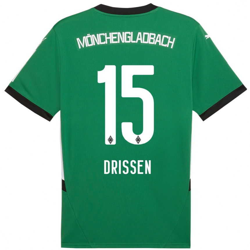 Kinder Fußball Sam Drissen #15 Grün Weiß Auswärtstrikot Trikot 2024/25 T-Shirt Luxemburg