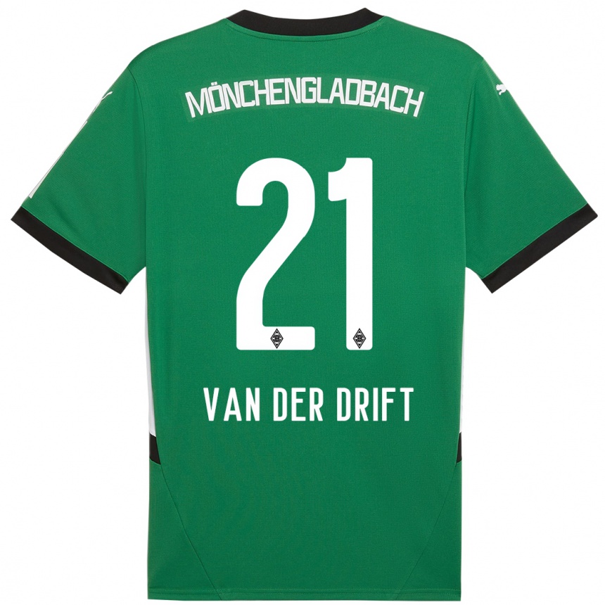 Kinder Fußball Suus Van Der Drift #21 Grün Weiß Auswärtstrikot Trikot 2024/25 T-Shirt Luxemburg