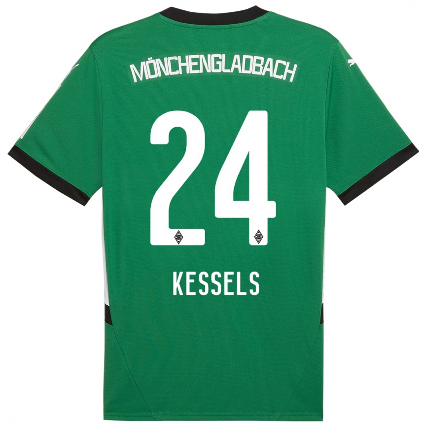 Kinder Fußball Imke Kessels #24 Grün Weiß Auswärtstrikot Trikot 2024/25 T-Shirt Luxemburg