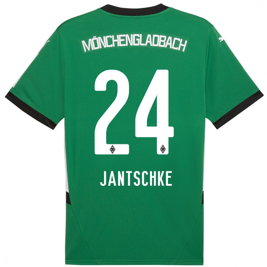 Kinder Fußball Tony Jantschke #24 Grün Weiß Auswärtstrikot Trikot 2024/25 T-Shirt Luxemburg