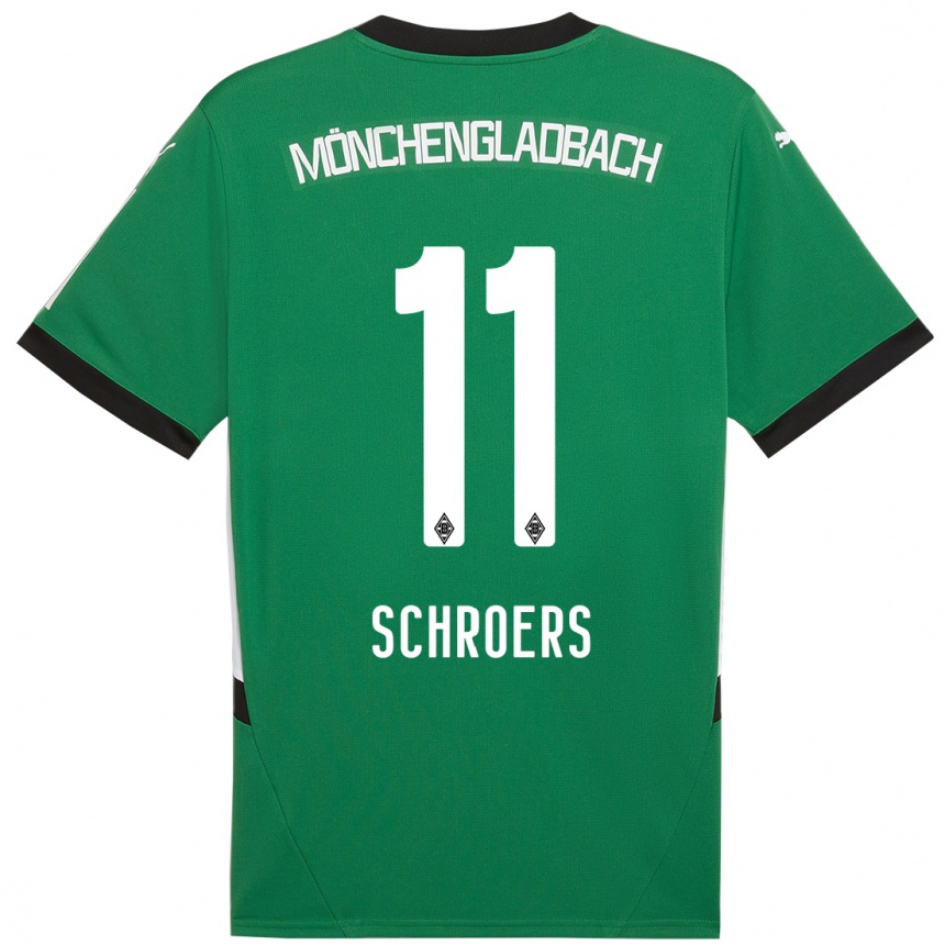 Kinder Fußball Mika Schroers #11 Grün Weiß Auswärtstrikot Trikot 2024/25 T-Shirt Luxemburg