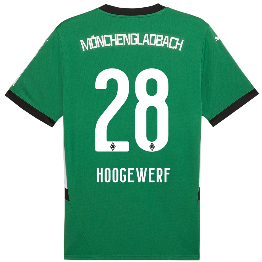 Kinder Fußball Dillon Hoogewerf #28 Grün Weiß Auswärtstrikot Trikot 2024/25 T-Shirt Luxemburg