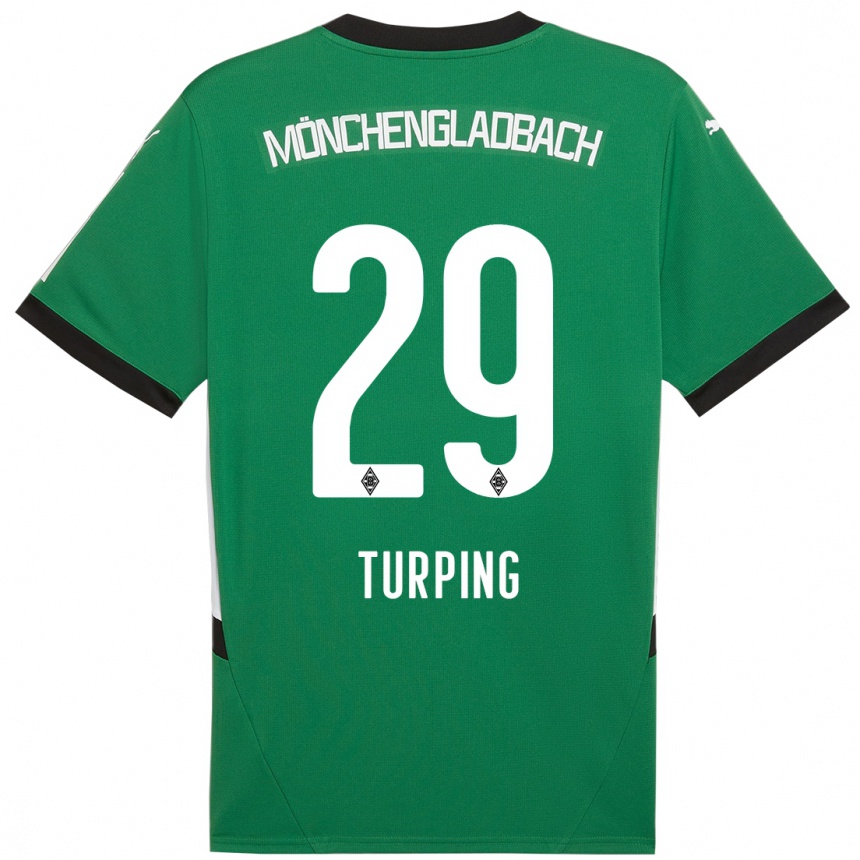 Kinder Fußball Selim Turping #29 Grün Weiß Auswärtstrikot Trikot 2024/25 T-Shirt Luxemburg