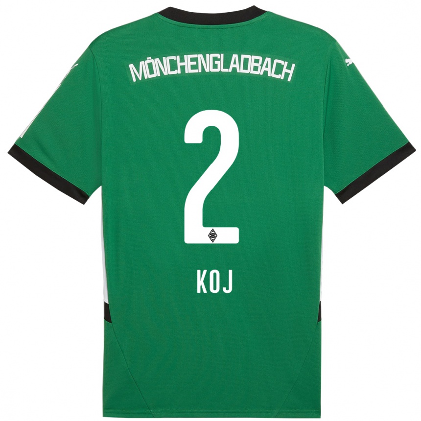 Kinder Fußball Julia Koj #2 Grün Weiß Auswärtstrikot Trikot 2024/25 T-Shirt Luxemburg