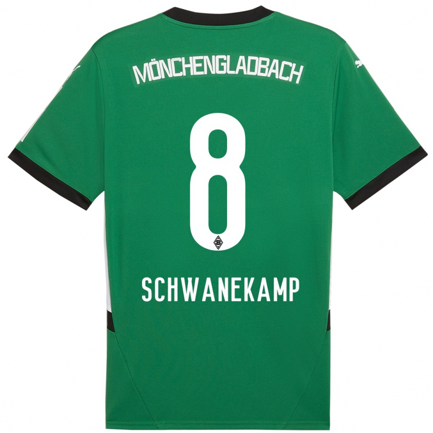 Kinder Fußball Jana Schwanekamp #8 Grün Weiß Auswärtstrikot Trikot 2024/25 T-Shirt Luxemburg