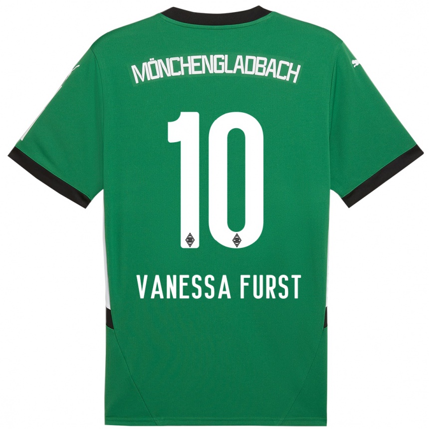 Kinder Fußball Vanessa Fürst #10 Grün Weiß Auswärtstrikot Trikot 2024/25 T-Shirt Luxemburg