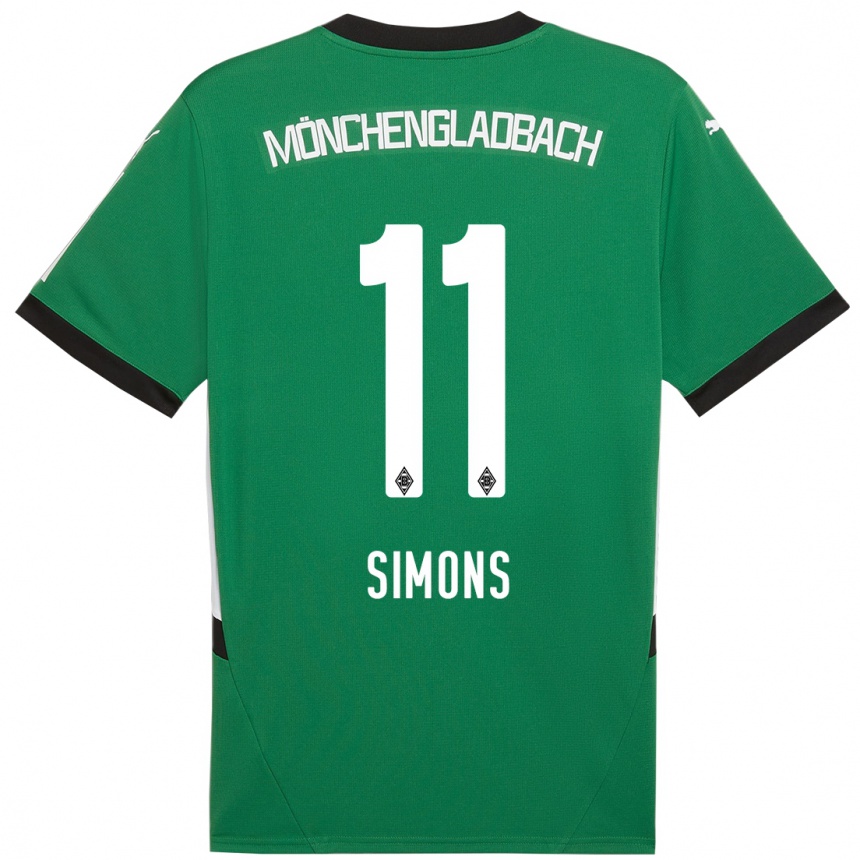 Kinder Fußball Kelly Simons #11 Grün Weiß Auswärtstrikot Trikot 2024/25 T-Shirt Luxemburg