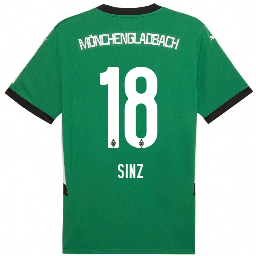 Kinder Fußball Michelle Sinz #18 Grün Weiß Auswärtstrikot Trikot 2024/25 T-Shirt Luxemburg