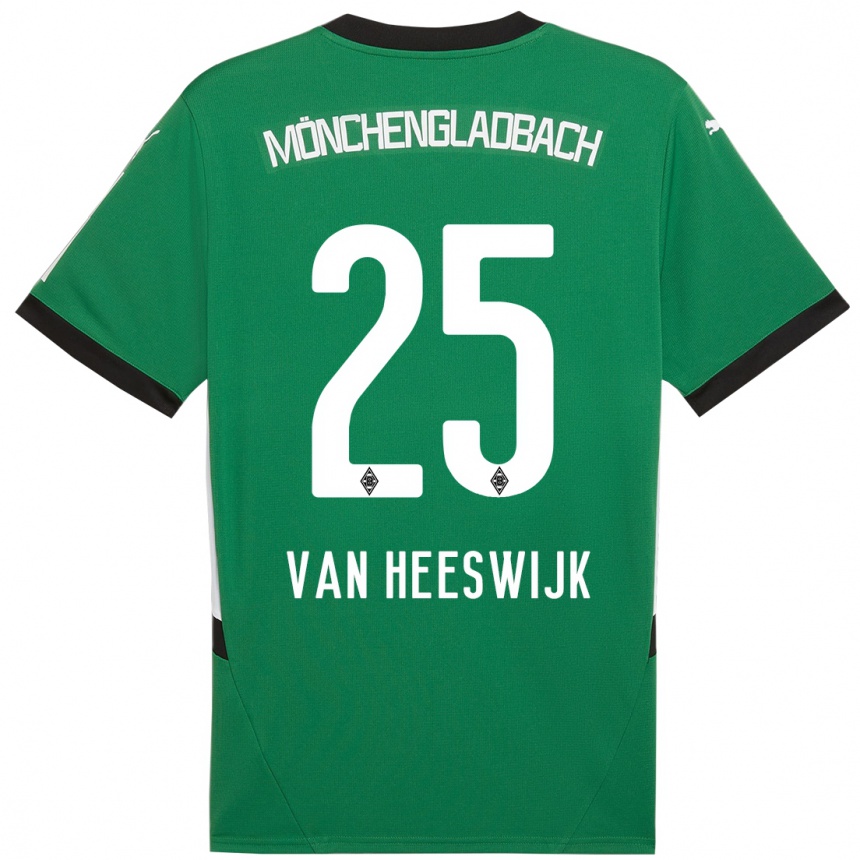 Kinder Fußball Amber Van Heeswijk #25 Grün Weiß Auswärtstrikot Trikot 2024/25 T-Shirt Luxemburg