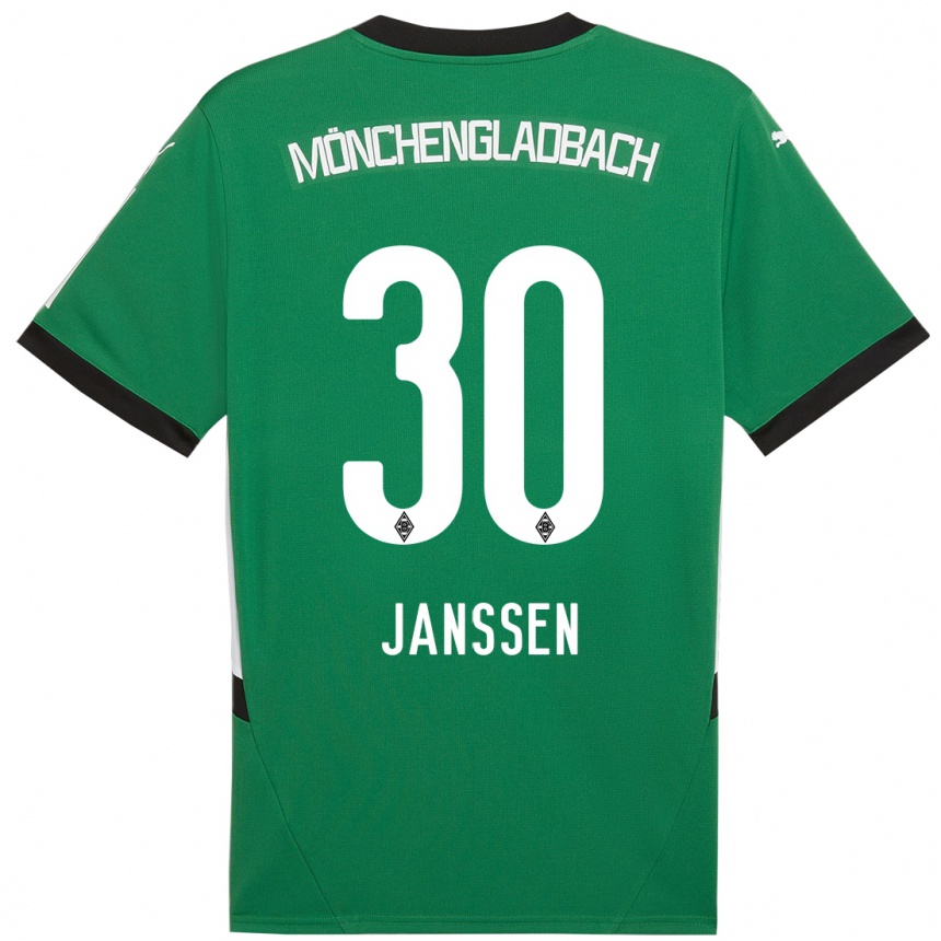 Kinder Fußball Annalena Janssen #30 Grün Weiß Auswärtstrikot Trikot 2024/25 T-Shirt Luxemburg