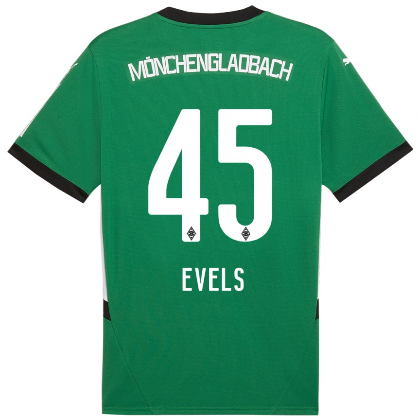 Kinder Fußball Emily Evels #45 Grün Weiß Auswärtstrikot Trikot 2024/25 T-Shirt Luxemburg