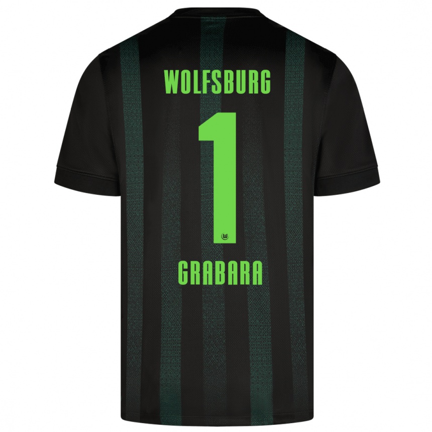 Kinder Fußball Kamil Grabara #1 Dunkelgrün Auswärtstrikot Trikot 2024/25 T-Shirt Luxemburg