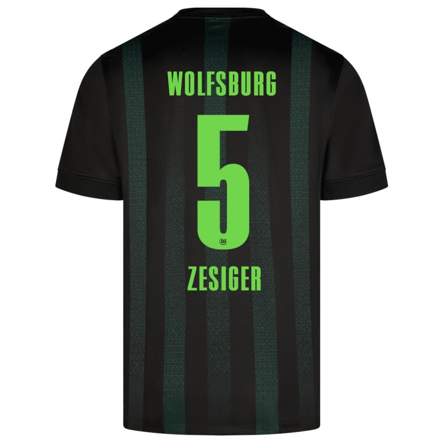 Kinder Fußball Cédric Zesiger #5 Dunkelgrün Auswärtstrikot Trikot 2024/25 T-Shirt Luxemburg