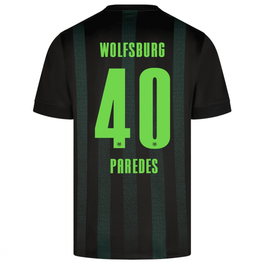 Kinder Fußball Kevin Paredes #40 Dunkelgrün Auswärtstrikot Trikot 2024/25 T-Shirt Luxemburg