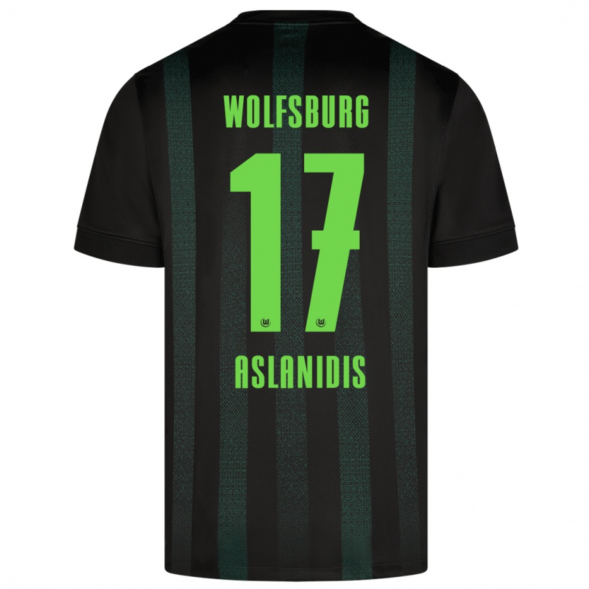 Kinder Fußball Elijas Aslanidis #17 Dunkelgrün Auswärtstrikot Trikot 2024/25 T-Shirt Luxemburg