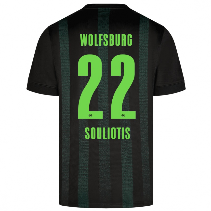 Kinder Fußball Spyridon Souliotis #22 Dunkelgrün Auswärtstrikot Trikot 2024/25 T-Shirt Luxemburg