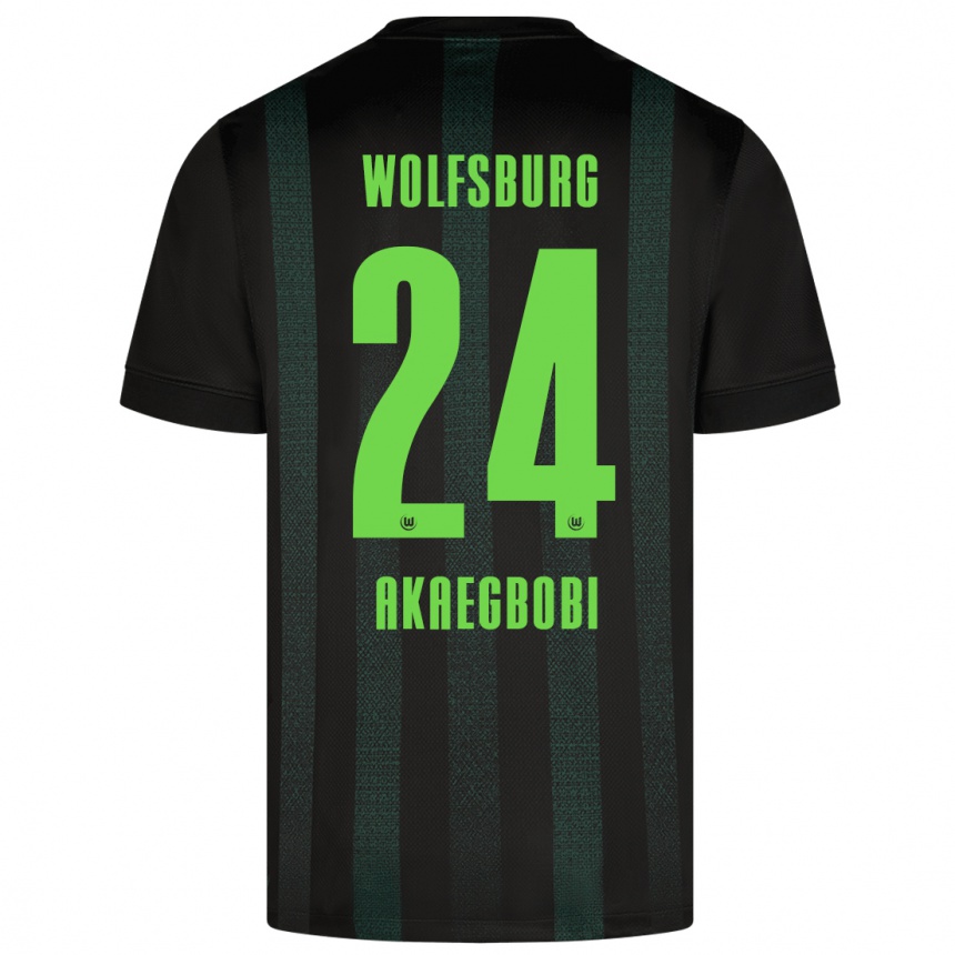 Kinder Fußball Jonathan Akaegbobi #24 Dunkelgrün Auswärtstrikot Trikot 2024/25 T-Shirt Luxemburg