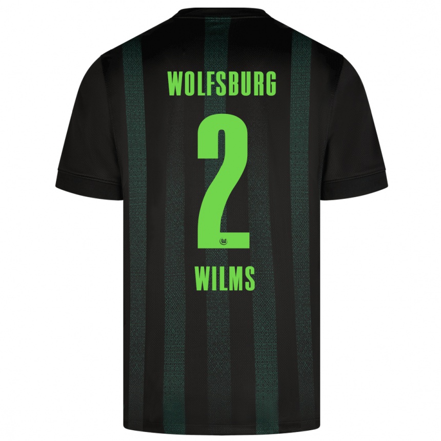 Kinder Fußball Lynn Wilms #2 Dunkelgrün Auswärtstrikot Trikot 2024/25 T-Shirt Luxemburg