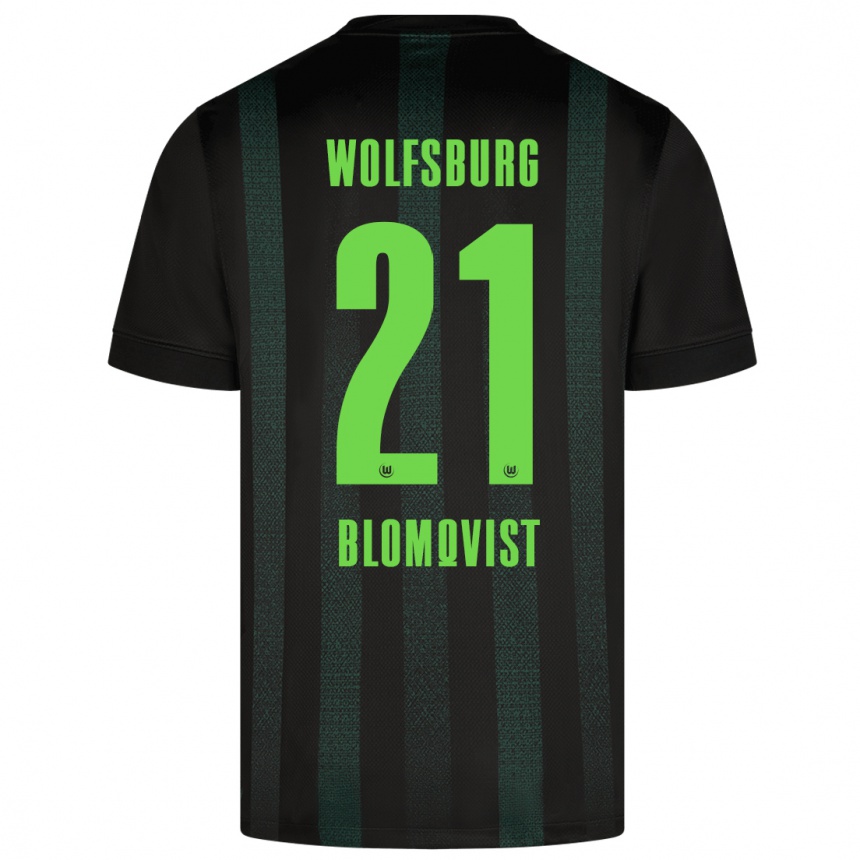 Kinder Fußball Rebecka Blomqvist #21 Dunkelgrün Auswärtstrikot Trikot 2024/25 T-Shirt Luxemburg